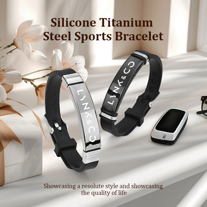 Men Accessories Logo - Pulsera de eslabones de acero inoxidable