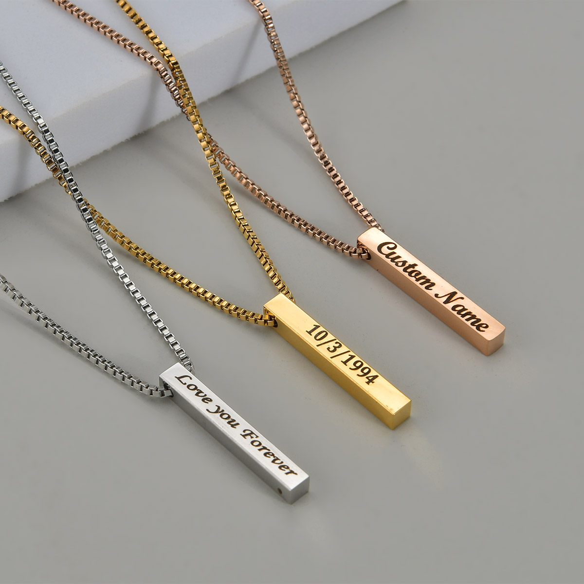 Men Accessories Gift Box - Collares con colgante cuadrado de fecha