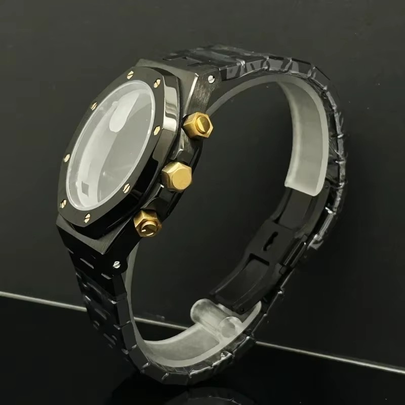 Men Accessories Logo - Reloj negro de oro rosa de