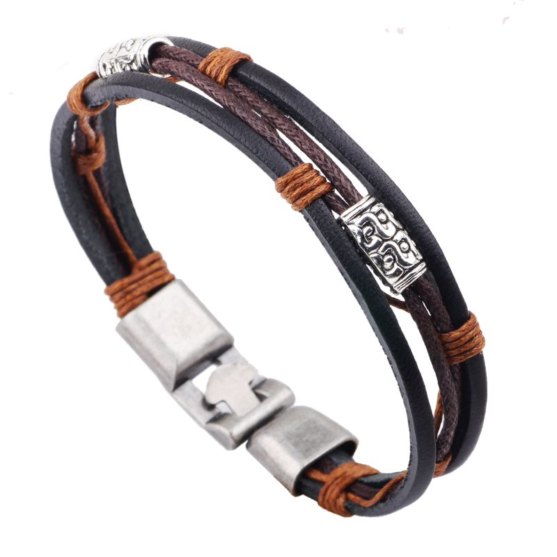 Men'S Accessories Hand Bands - Pulsera de cuero de tres capas