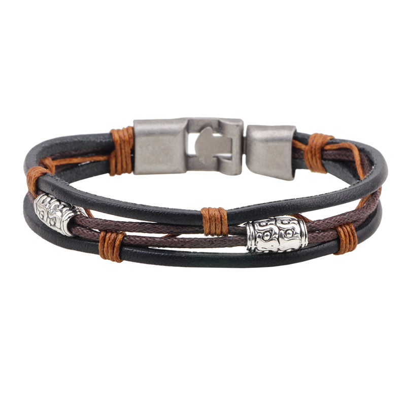 Pulsera de cuero de tres capas - Men'S Accessories Hand Bands reseña y precio