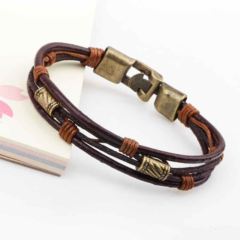 Pulsera de cuero de tres capas - Men'S Accessories Hand Bands reseña y precio